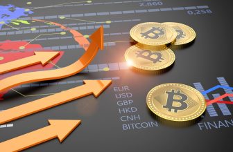 Cryptocurrency Bitcoin and financial banking market with a growing virtual currency